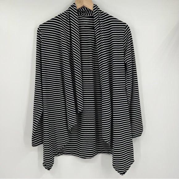 Coolibar Tops - Coolibar Black White Striped Open Front UPF 50 Protective Top Cardigan SZ Small